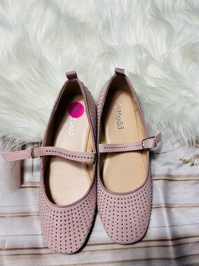 Mudd Dusty Pink Perforated Mary Jane Flats